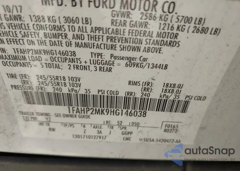 2017 Ford Police Interceptor from USA, damaged, VIN 1FAHP2MK9HG146038